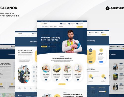 Cleanor - Cleaning Services Elementor Pro Template Kit