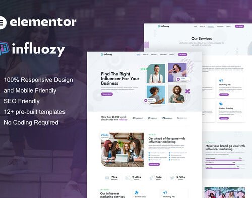 Influozy - Influencer Marketing Agency Elementor Pro Template Kit