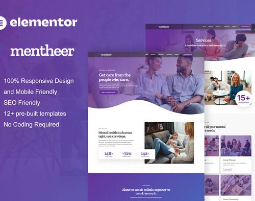 Mentheer - Mental Health Therapy Elementor Pro Template Kit