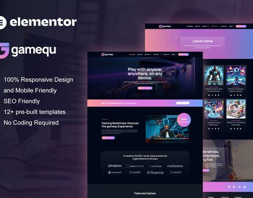 Gamequ - Game Publisher Elementor Pro Template Kit