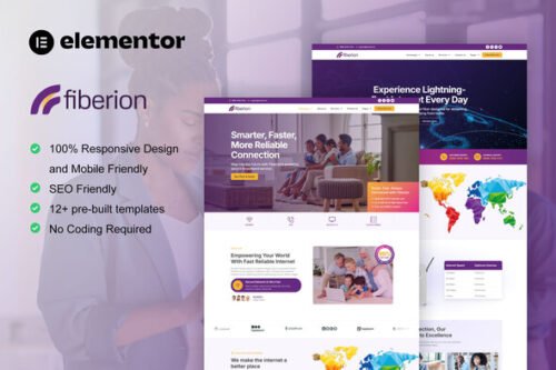 Fiberion - Broadband & Internet Service Provider Elementor Pro Template Kit