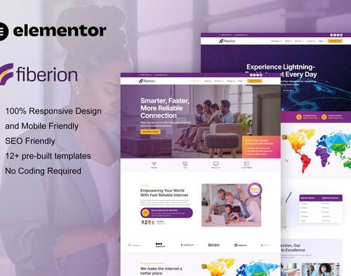 Fiberion - Broadband & Internet Service Provider Elementor Pro Template Kit
