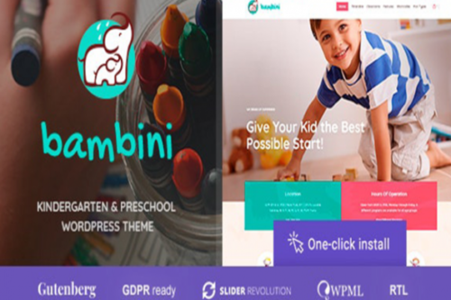 Bambini Kindergarten and Pre-School WordPress Theme Homepage Preview