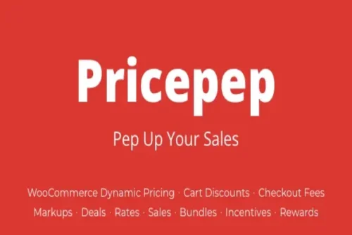 Pricepep WooCommerce Pricing and Discounts plugin dashboard showing bulk pricing rules and cart fees for digital downloads.