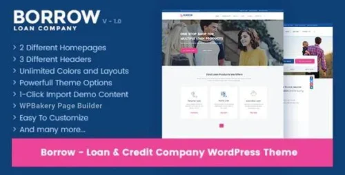 Borrow Loan Company Responsive WordPress Theme Interface Preview
